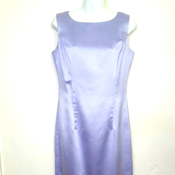 Formal Dress Gown Maxi Elegant Satin Pastel Lavender Purple Matching Scarf Zip - Picture 1 of 9